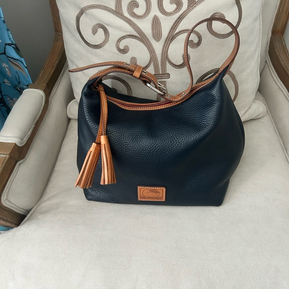 Dooney & Bourke Black and Tan Leather Shoulder Bag